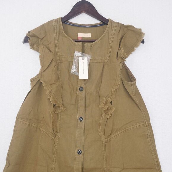 NEW Anthropologie Pilcro Flutter-Sleeve Buttondown Tunic Dress Women's XXS - Picture 5 of 10